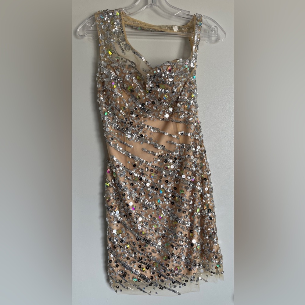 Rachel Allan Nude Sequin Dress